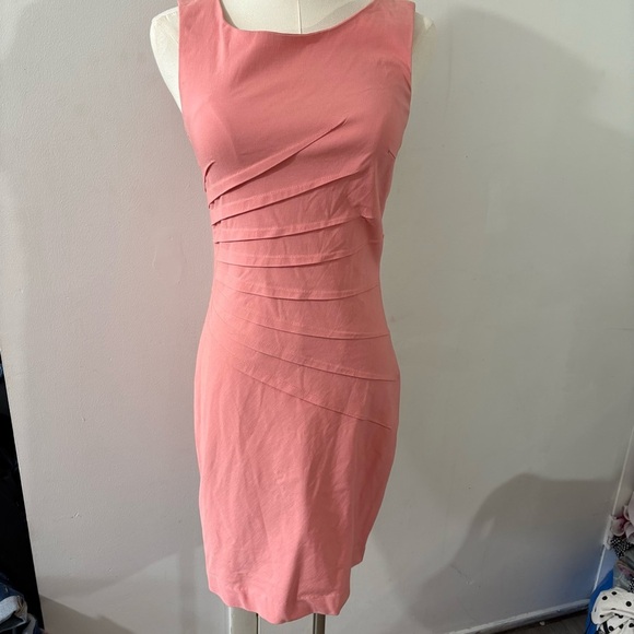 Suzy Shier Pink Peach Sleeveless A Line Pencil Dress Sz XS Stretch Career - Picture 1 of 7